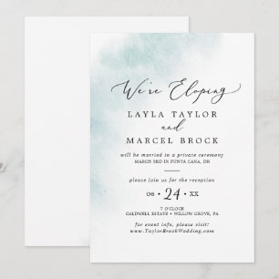 Watercolor Wash   Blue Elopement Empfang Einladung