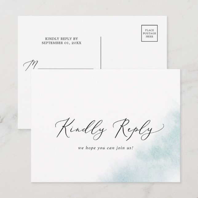Watercolor Wash | Blue Menu UAWG Postcard Einladungspostkarte (Vorne/Hinten)