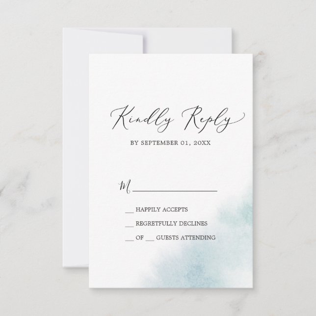 Watercolor Wash | Blue Simple RSVP Card (Vorderseite)