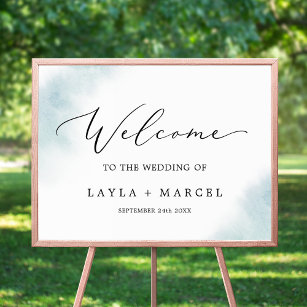 Watercolor Wash   Blue Wedding Welcome Poster