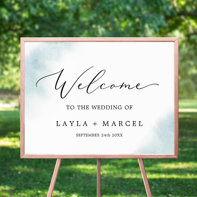 Watercolor Wash | Blue Wedding Welcome Poster (Von Creator hochgeladen)