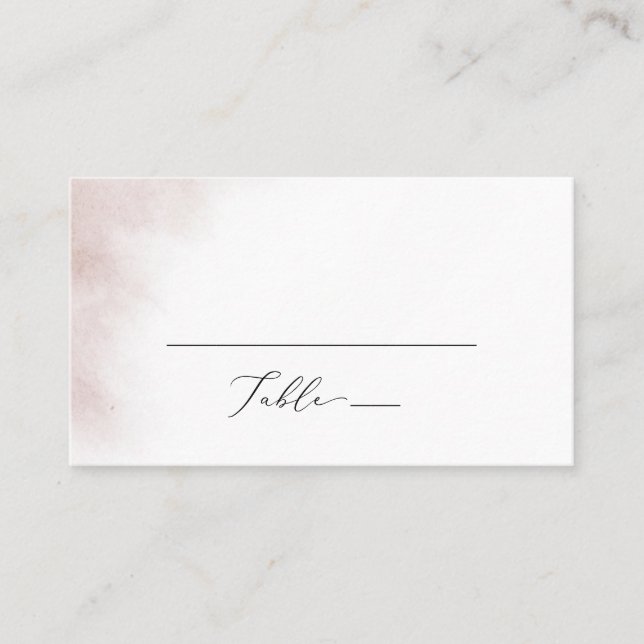Watercolor Wash | Blush Flat Wedding Platzkarte (Vorderseite)