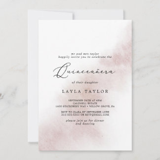 Watercolor Wash | Blush Quinceañera Einladung