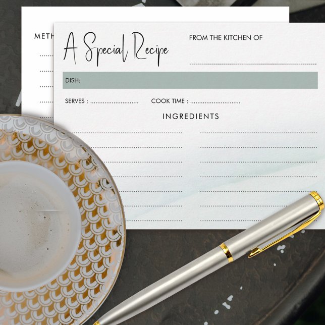 Watercolor Wash Green Brautparty Rezept Card Postkarte (Recipe cards - matching recipe request cards, ideal for bridal shower.)