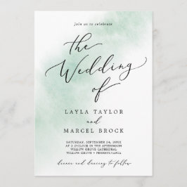 Watercolor Wash | Grün die Hochzeit von Einladung