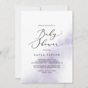 Watercolor Wash Lila Babydusche Einladung