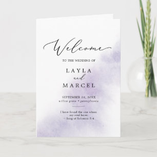 Watercolor Wash Lila geflochtene Hochzeit Programm