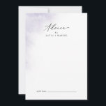 Watercolor Wash | Lila Hochzeit Hinweiskarte<br><div class="desc">Diese lila Hochzeitsratenkarte mit Aquarell eignet sich perfekt für eine moderne Hochzeit und kann für jede Veranstaltung verwendet werden. Das einfache und klassische Design besticht durch eine lila Pastell-Lavendel-Farbe mit minimalistisch elegantem Stil. Diese Ratschläge können als Gästebuchalternative für Hochzeitsempfang, Brautparty, Babydusche oder Abschlussfeier verwendet werden. Personalisieren Sie die Karte mit...</div>