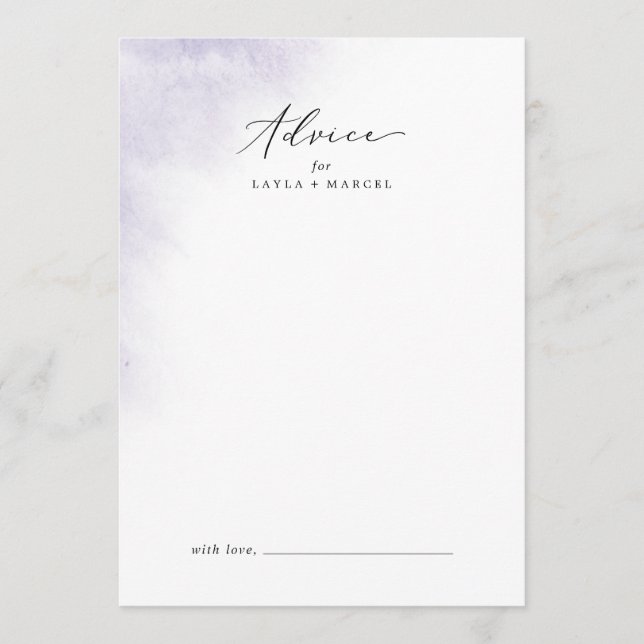 Watercolor Wash | Lila Hochzeit Hinweiskarte (Vorderseite)