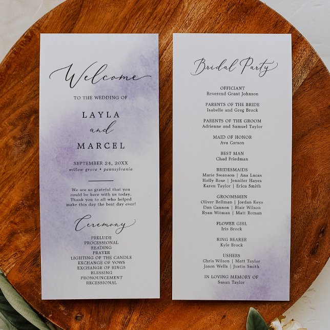 Watercolor Wash | Lila Hochzeit von Brautpartys Programm (Von Creator hochgeladen)