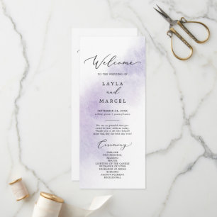 Watercolor Wash Lila Hochzeitsprogramm Programm