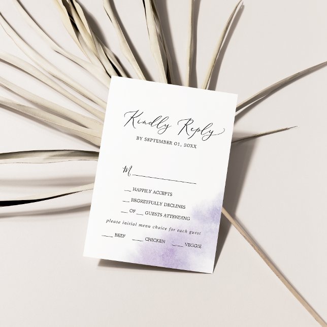 Watercolor Wash | Lila RSVP-Karte RSVP Karte (Von Creator hochgeladen)