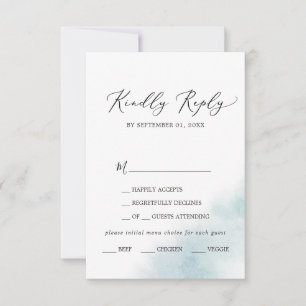 Watercolor Wash RSVP-Karte mit blauem Menü RSVP Karte
