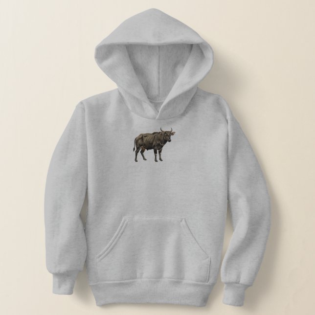 Watercolor Water Buffalo Illustration Hoodie (Ablage )
