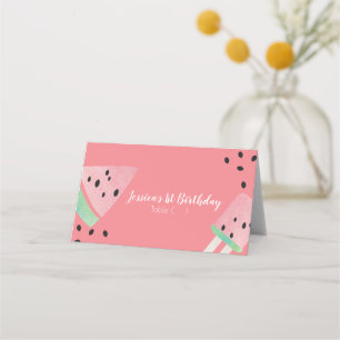 Watercolor Watermelon Birthday Seeds Pop Platzkarte