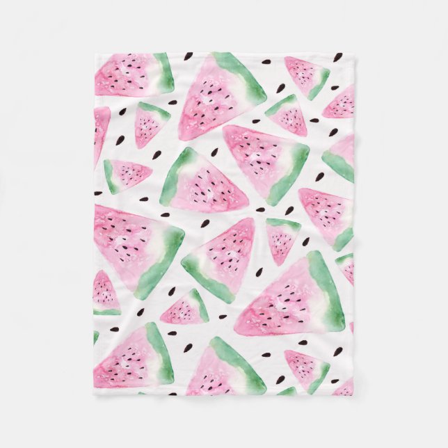 Watercolor Watermelon Fleecedecke (Vorderseite)