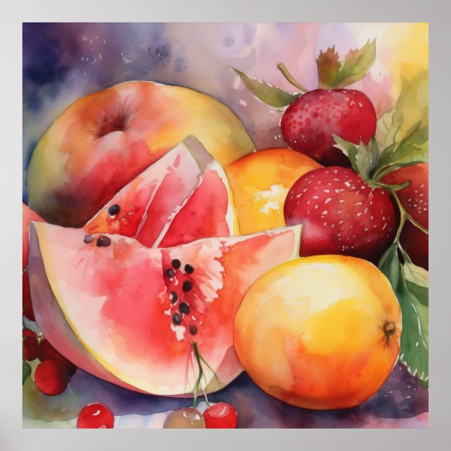 WATERCOLOR WATERMELON FOTO PRINT POSTER (Vorne)