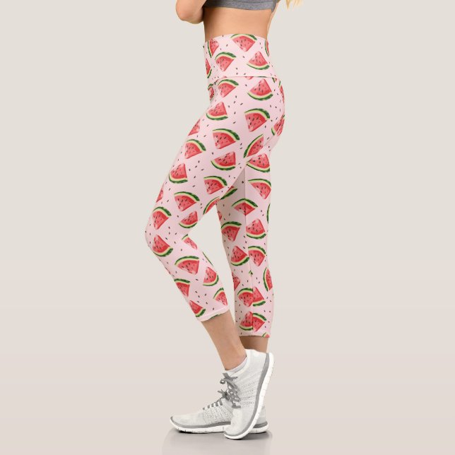 Watercolor Watermelon Frucht Muster Capri Leggings (Links)