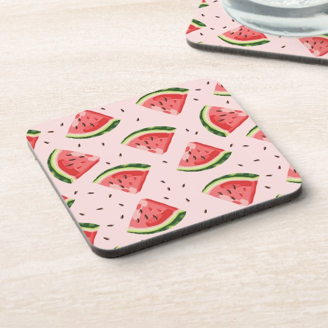Watercolor Watermelon Frucht Muster Getränkeuntersetzer (Linke Seite)