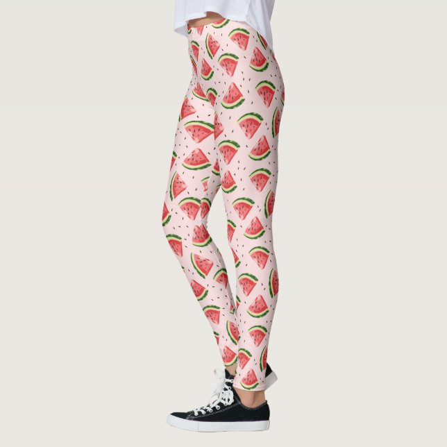 Watercolor Watermelon Frucht Muster Leggings (Links)