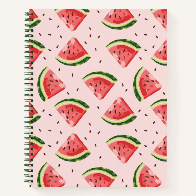 Watercolor Watermelon Frucht Muster Notizbuch (Vorderseite)
