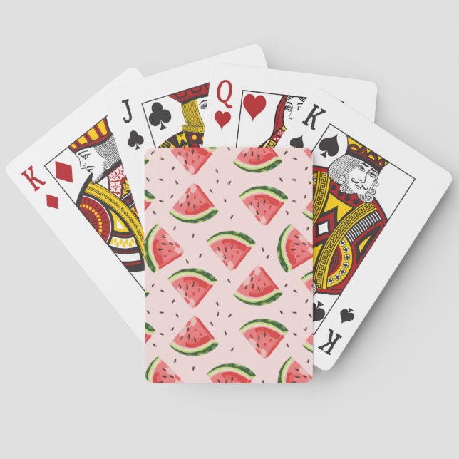 Watercolor Watermelon Frucht Muster Spielkarten (Rückseite)