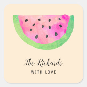 Watercolor Watermelon Quadratischer Aufkleber