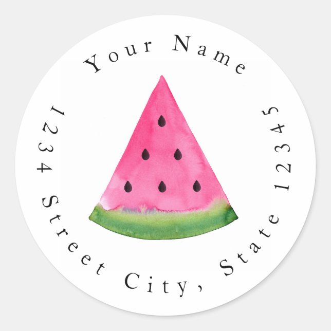 Watercolor Watermelone Runder Aufkleber (Vorderseite)