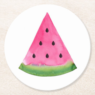Watercolor Watermelone Runder Pappuntersetzer