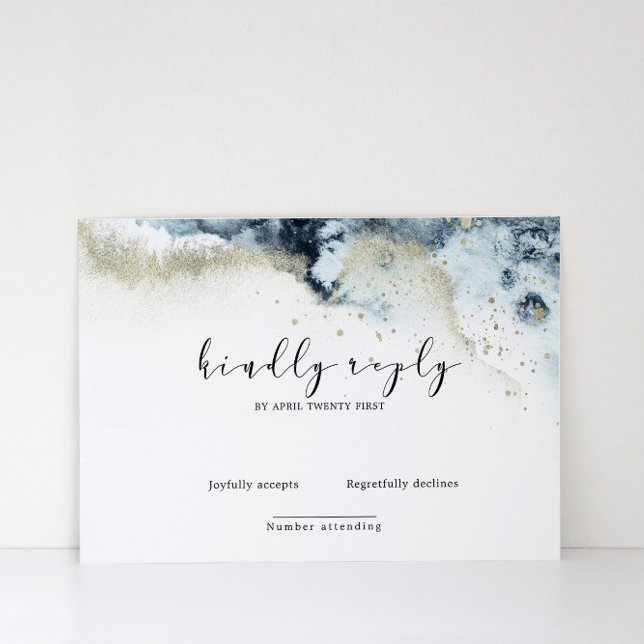 Watercolor Waves Elegante RSVP-Karte RSVP Karte (Von Creator hochgeladen)
