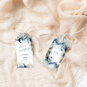 Watercolor Waves Elegante Wedding Favor Tag Geschenkanhänger