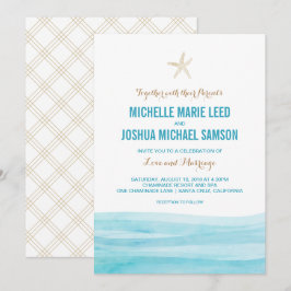 Watercolor Waves Ocean Beach Hochzeit Einladung