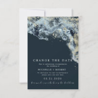 Watercolor Waves Photo Change La Date Invitation