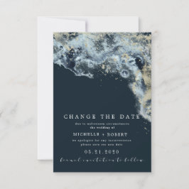 Watercolor Waves Photo Change La Date Invitation