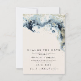 Watercolor Waves Photo Change La Date Invitation