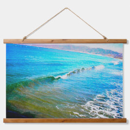 Watercolor Waves Wandteppich Mit Holzrahmen