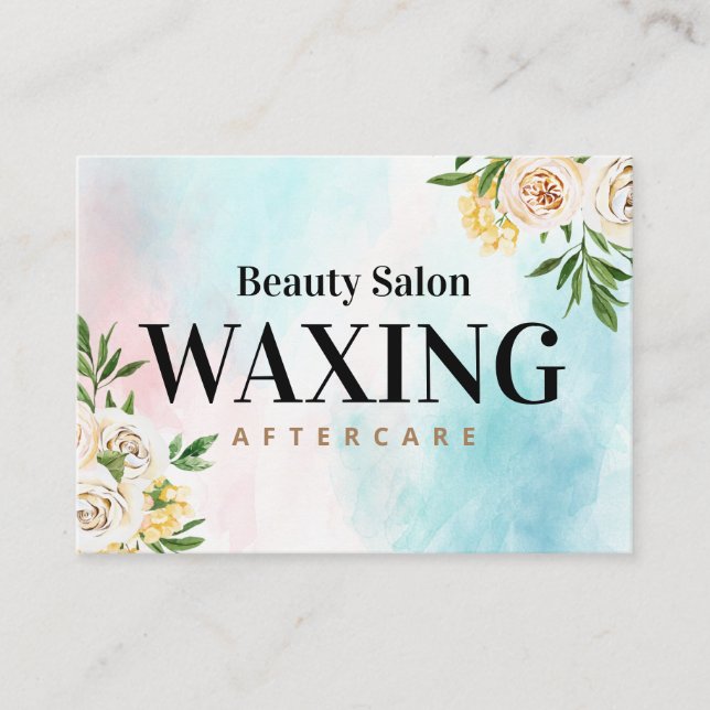 Watercolor Waxing Aftercare Card Visitenkarte (Vorderseite)