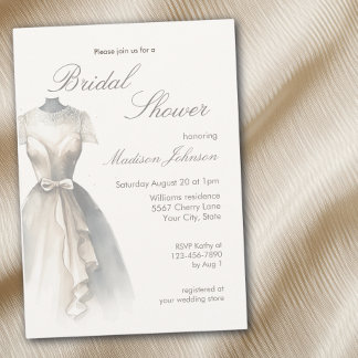 Watercolor Wedding Dress Bridal Shower Einladung