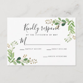 Watercolor Wedding RSVP für Sommerwiese-Blätter Karte