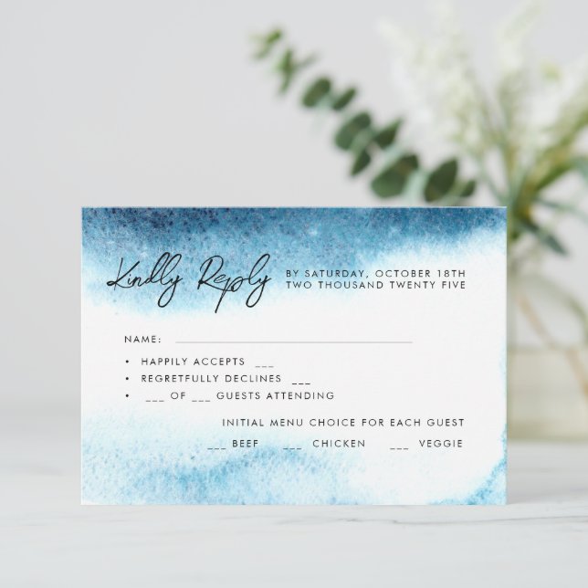 Watercolor Wedding RSVP Karten. (Stehend Vorderseite)
