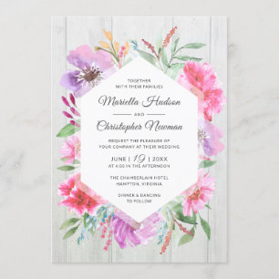 Watercolor Wedding Spring Bouquet Decoupage einlad Einladung