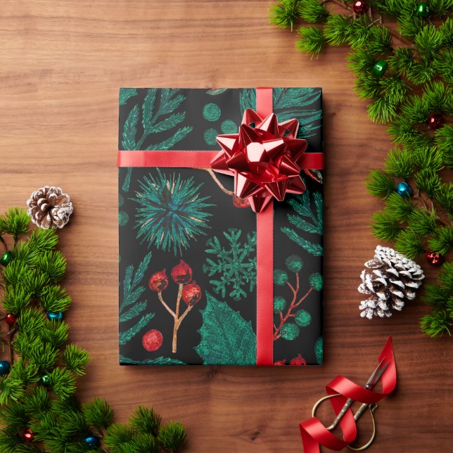Watercolor Weihnachten Blumenmuster Papier Geschenkpapier (Feiertagsgeschenk)