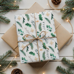 Watercolor-Weihnachts-Botanik-Nahtloses Muster Geschenkpapier