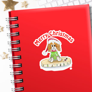 Watercolor Weihnachts-Cavalier King Charles Spanie Aufkleber