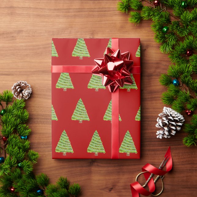 Watercolor Weihnachtsbaum Wrapping Paper Geschenkpapier (Feiertagsgeschenk)