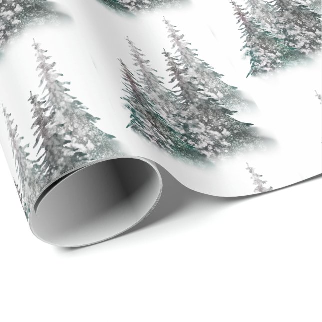 Watercolor Weihnachtsbaume Wrapping Paper| Rot Geschenkpapier (Rolleneckpunkt)