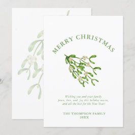 Watercolor Weihnachtsbeeren Zweige Grüne Feiertagskarte