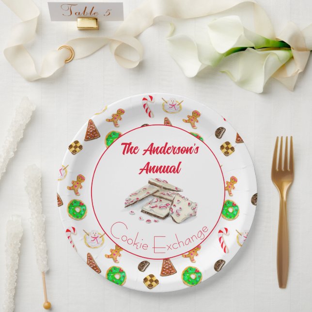 Watercolor Weihnachtscookies tauschen Pappteller (Hochzeit)