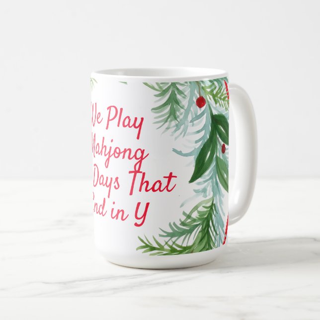 Watercolor Weihnachtsfest Wreath MAHJONG Kaffeetasse (VorderseiteRechts)