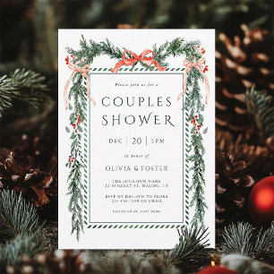 Watercolor-Weihnachtsgirlande-Paar-Shower Einladung